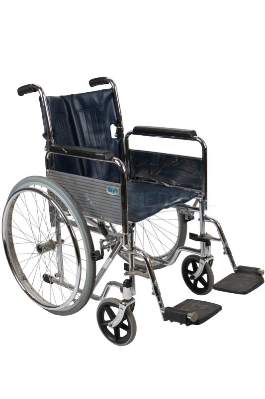 Blue  Wheelchair Black Foot Rests